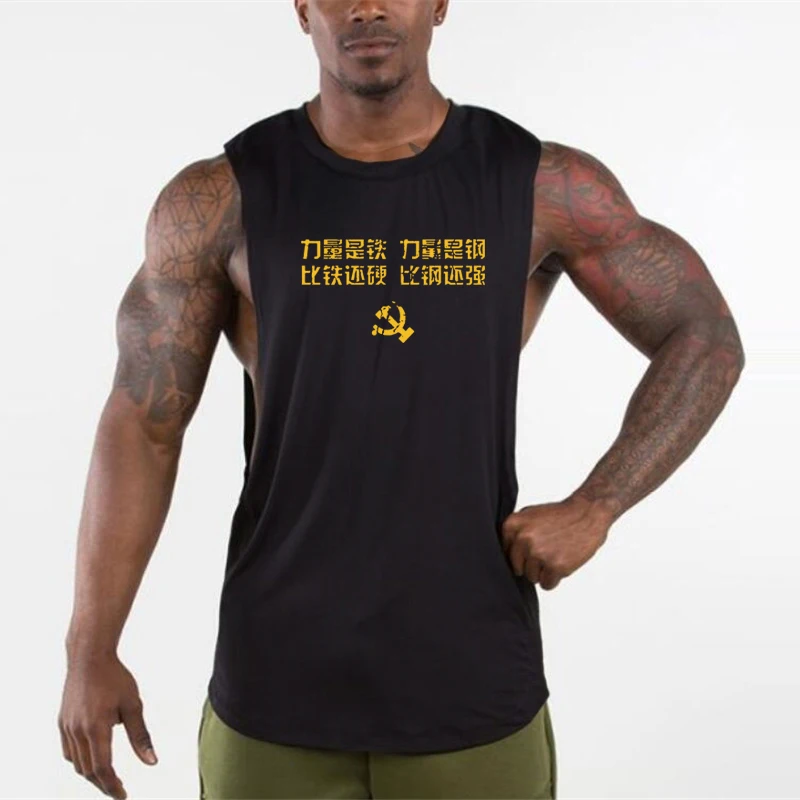 Summer Mens Casual CottonTank Top for Muscle Cut Gym Workout Stretching exercises Open Sides Vest Fitness  Neck Sleeveless Shirt