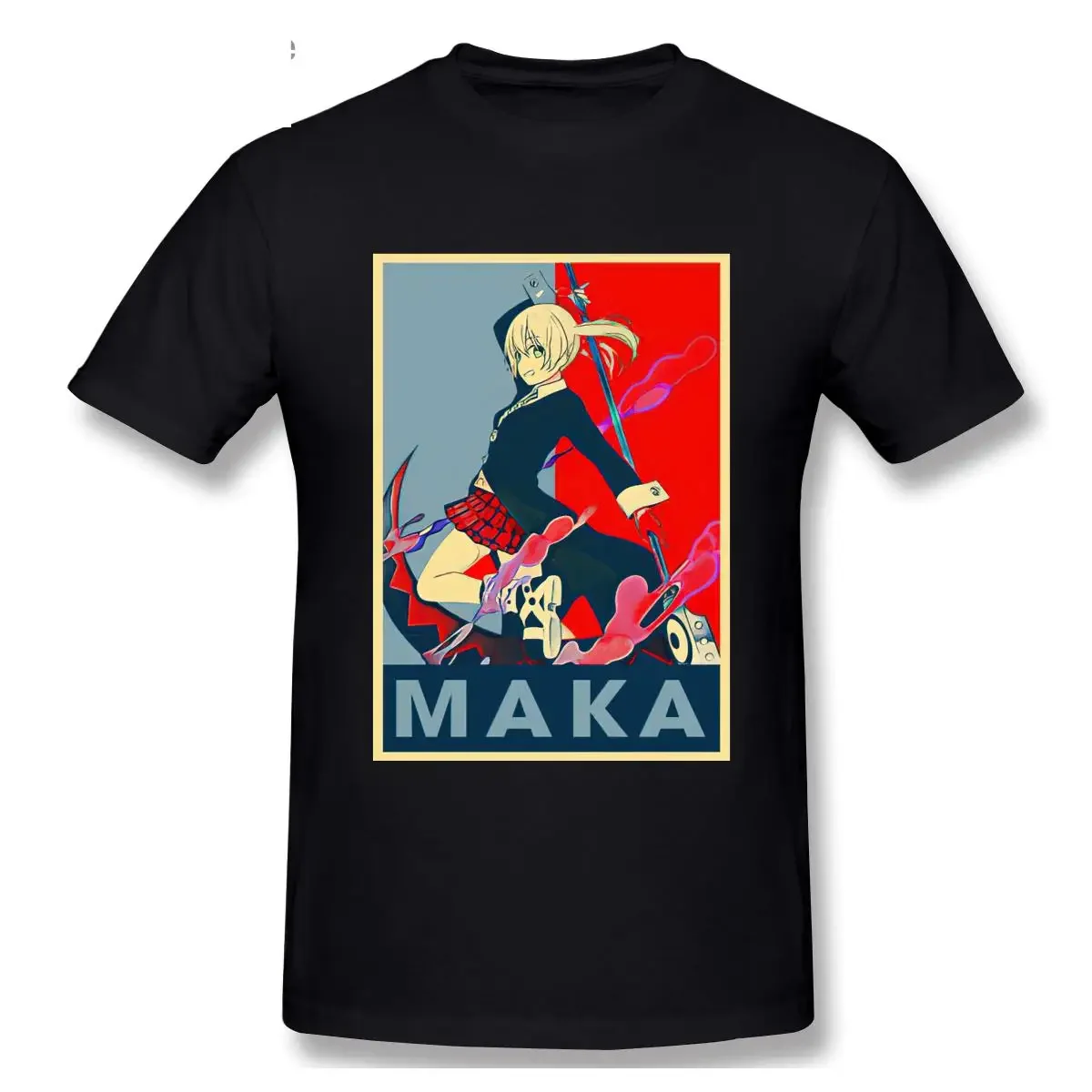 T-shirt Cartoon Anime Maka Soul Eater Japanese Dark Fantasy Anime Character Short Sleeve Casual Men Cotton Tshirts Tee Tops