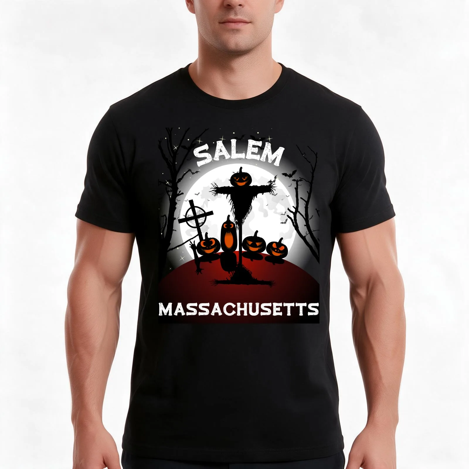 Salem Ma T-Shirt Summer Casual Cotton Tee Oversized Streetwear Tops Vintage Graphic Print Loose Fit Short Sleeve