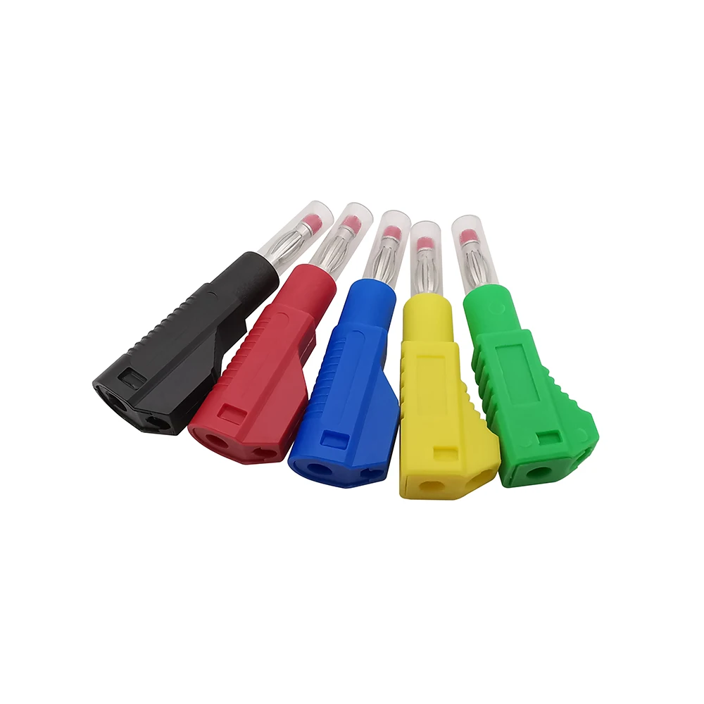 2/5/10Pcs Stackable 4mm Banana Plug Safety Retractable Tube Wire Solder Connector Test Lead Red Black Yellow Green Blue