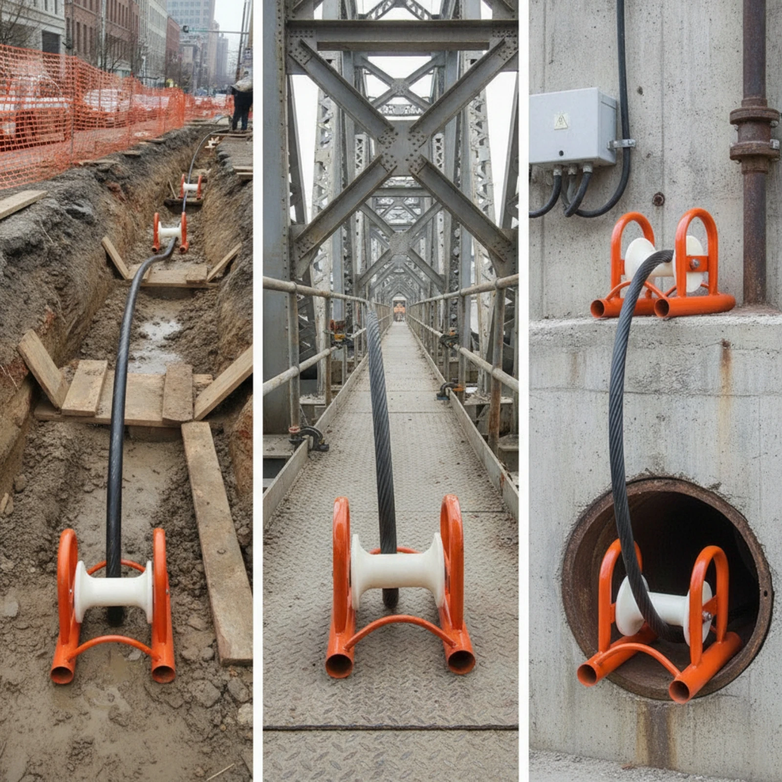 Bridge Cable Pulley Smooth Cable Laying Pulley Long-Lasting Compact for Electricians, Construction Sites