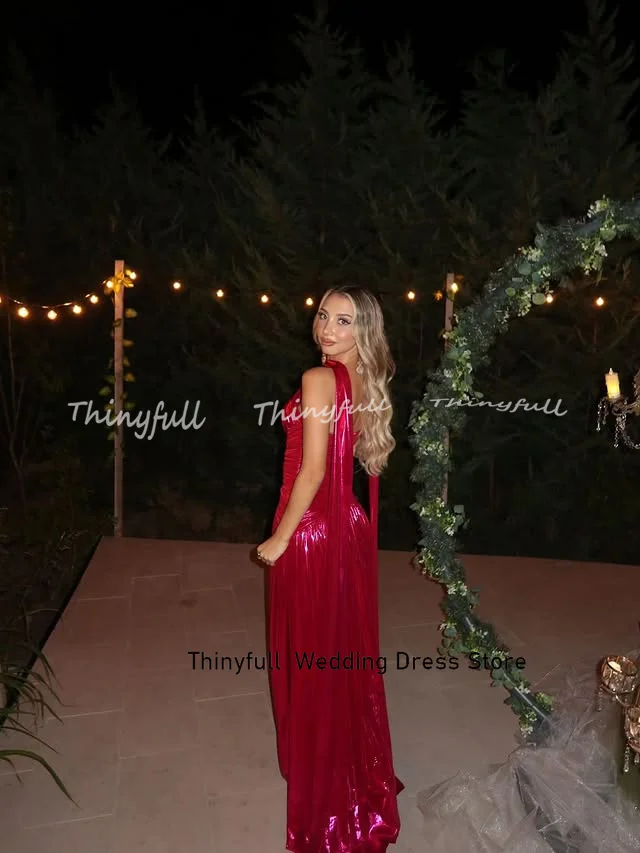 Thinyfull a 라인 아랍 댄스 파티 드레스 원 숄더 민소매 이브닝 가운 긴 공식 행사 드레스 로브 드 soirée 맞춤형