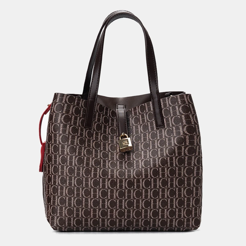 

CH Elegant Large Capacity Letter Bag Shoulder Bag with Lock Creative Design Fashion Trend Commuter Crossbody Bag