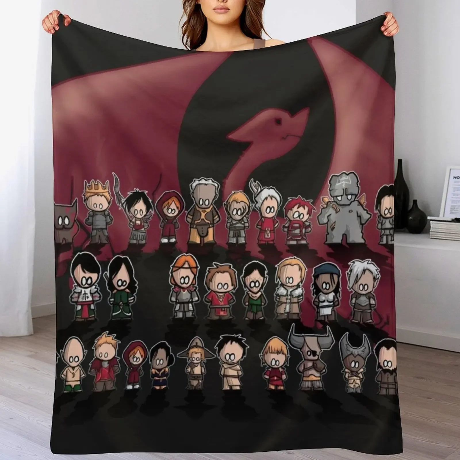 

Dragon age trilogy Throw Blanket Soft Plush Plaid manga Furry Thermal Blankets