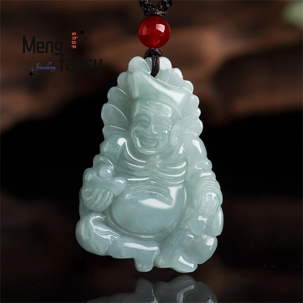 

Natural Myanmar A-goods Jadeite Living Buddha Jigong Pendant Buddhist Amulets Handicraft Best Selling Charm Fashion Fine Jewelry