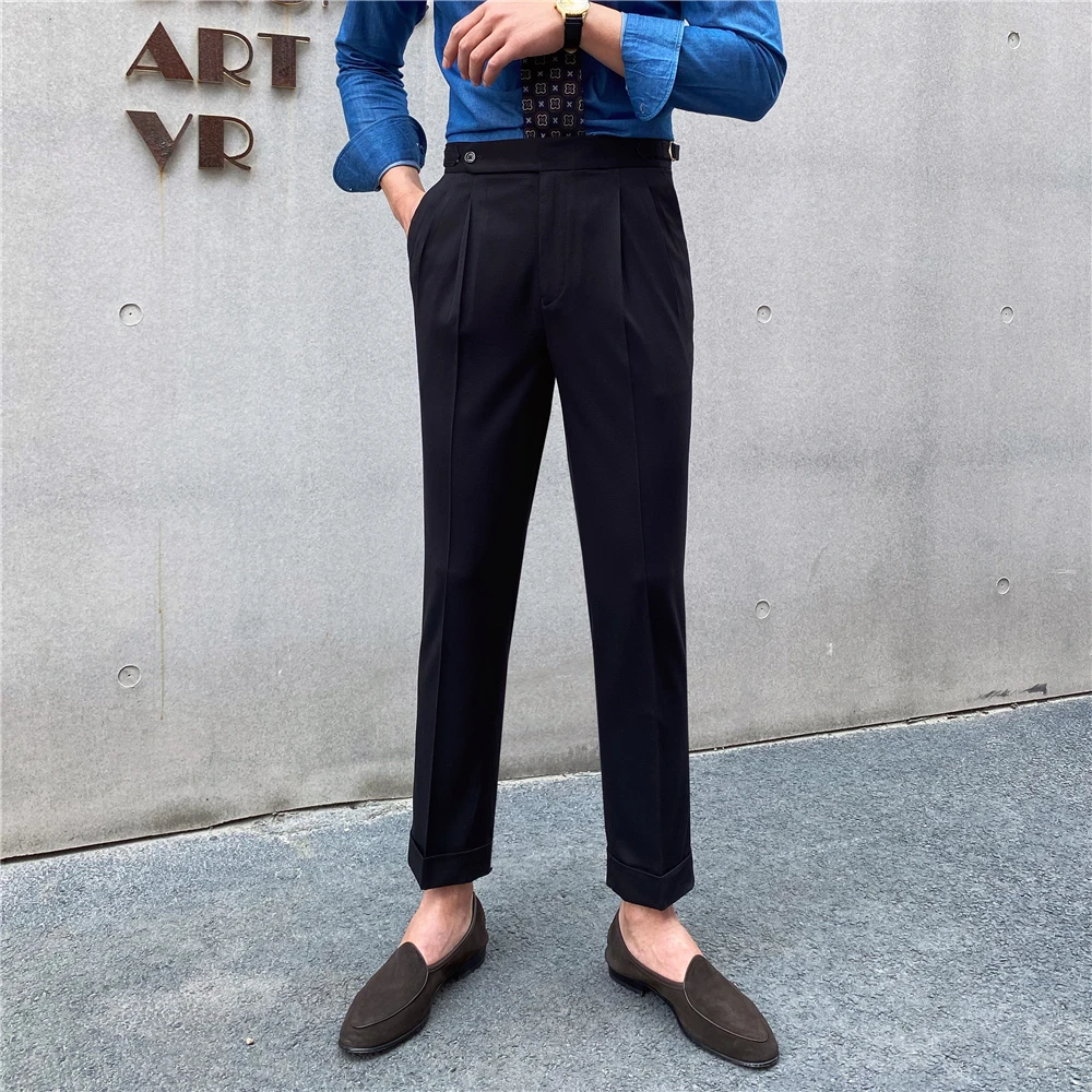 Luxury High Waist Casual Pants Korean 2021 Fashion Versatile Slim Long Pants Men\'s Fashion Spring Clothes Office Trousers Men