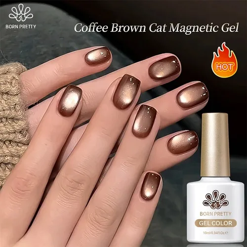 BORN PRETTY 10ml café marrón gato esmalte de uñas de Gel magnético invierno otoño cuentas de vidrio brillo brillante barniz semipermanente