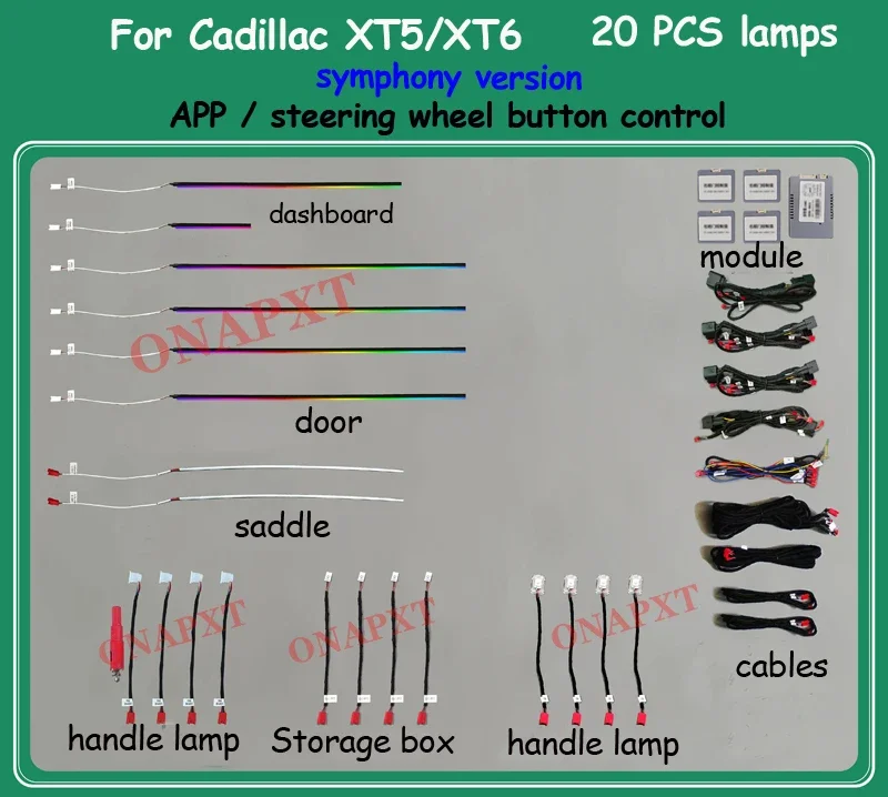 LED Strip Atmosphere Lamp 256 Color Ambient Light Car Decorative Dashboard For Cadillac XTS ATS XT4 XT5 XT6 CT4 CT5 CT6