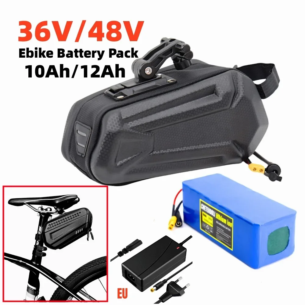 ebike Battery 48v 36v 10Ah 12Ah Waterproof Li ion Batteries pack for 250W-1000W Motorcycle/scooter/Bicycl with 2A charger