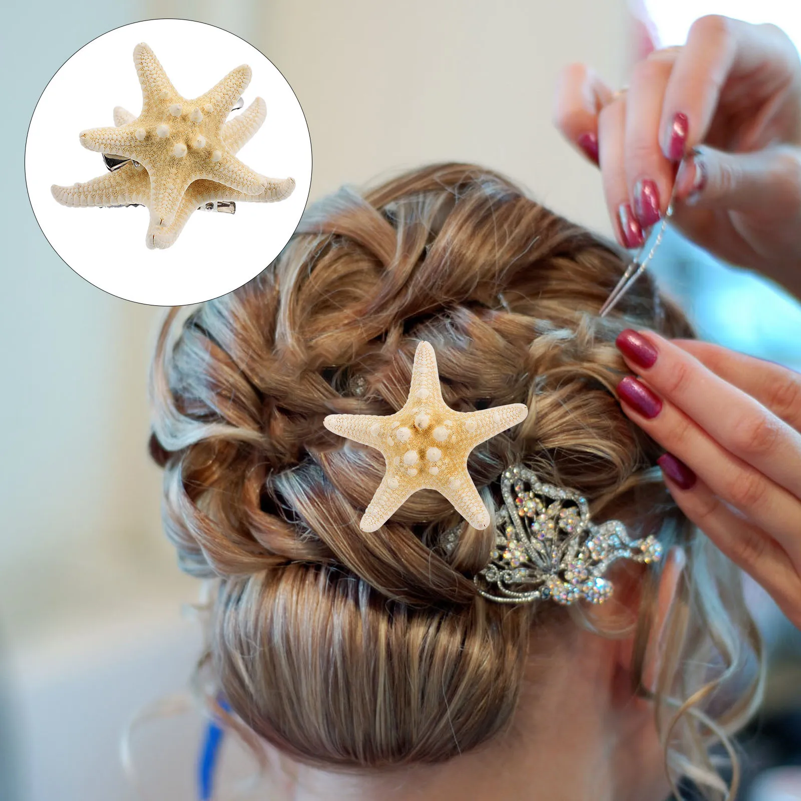 

2pcs Sea Star Clip 5-10Cm Five-Pointed Beach Hairpin For Women Bridal Party Prom Decor Accessory Star Hair Pins Bridal