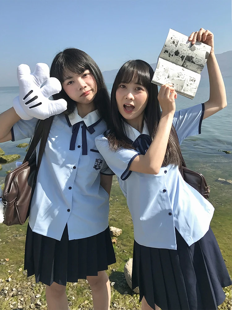 الأصلي ort Sve JK orm irt للنساء المدرسة الثانوية طالب الحلو Sle سليم صالح ألياف البوليستر زر حتى #1