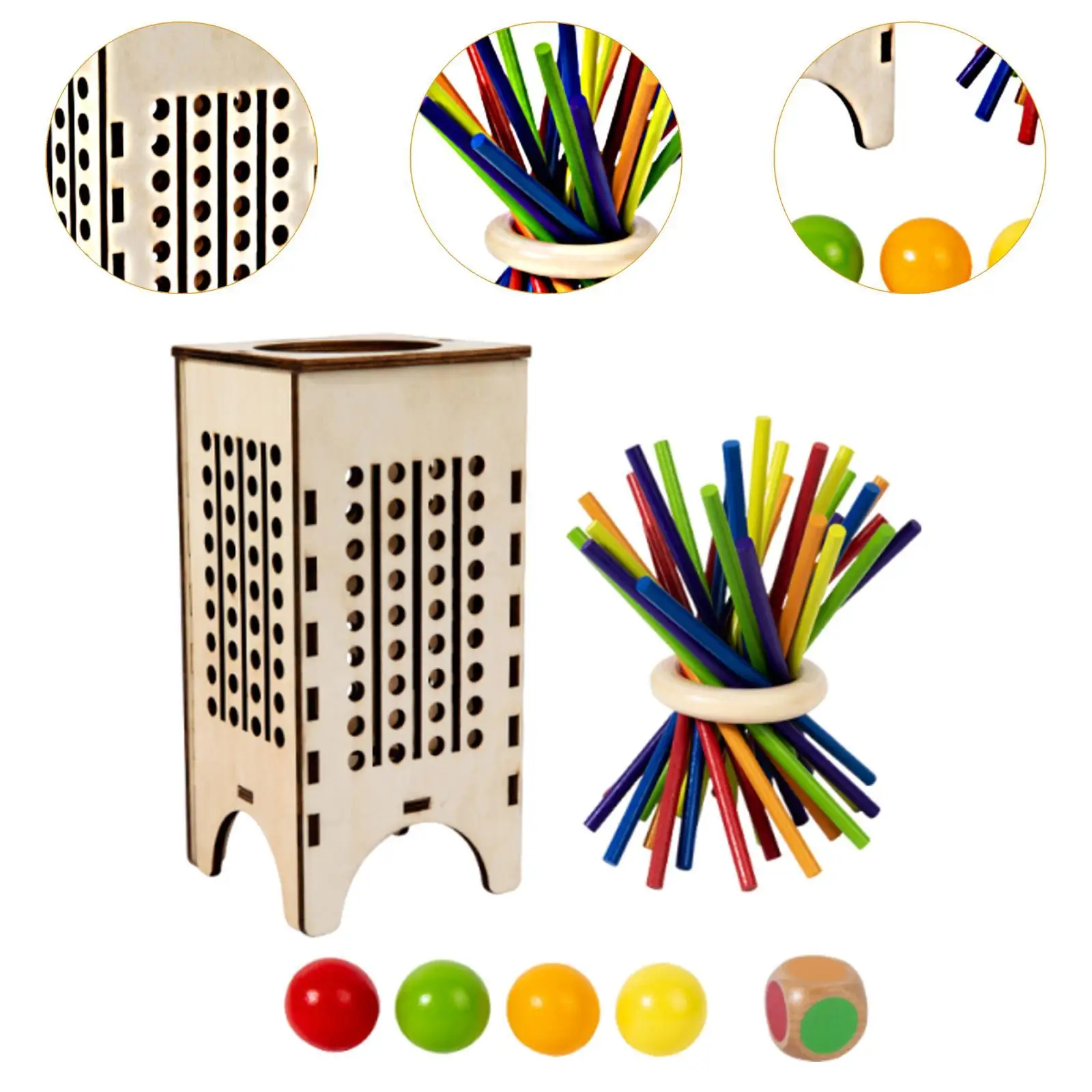 Houten bordspel Familie reisspellen Houten stokken Dobbelspel Tellen Speelgoed voor kinderen Volwassenen Kleuters Verjaardagscadeau