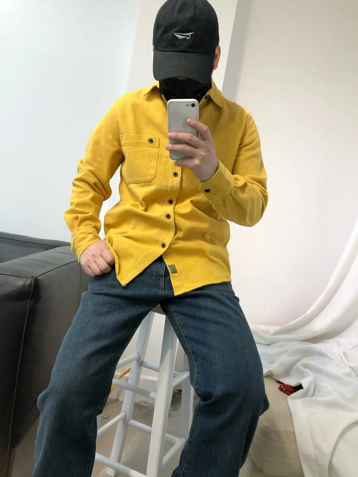 Men's Amekaji Heavyweight Thick Workwear Shirt 100% Cotton Long Sleeve Casual Hong Kong Retro Style Plus Size Loose Overshirt