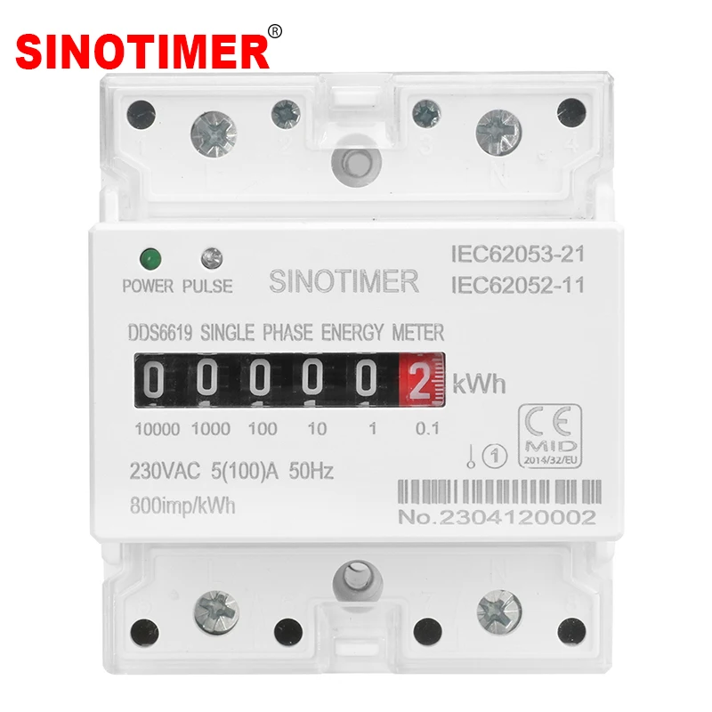 Din Rail Single Phase Electronic Energy Meter AC 220V 100A kWh Counter Consumption Analog Electricity Gague Wattmeter 50HZ