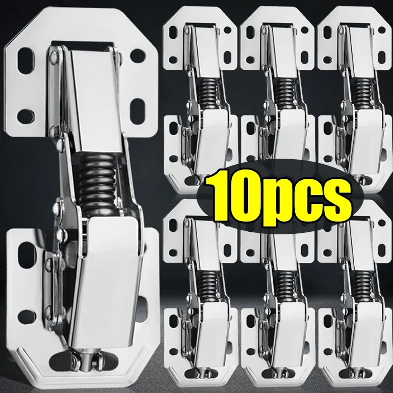 90 Degree Stainless Steel Cabinet Hinges No-Drilling Hole Cupboard Door Buffer Hinge for Home Kitchen Furniture Hardware Kits