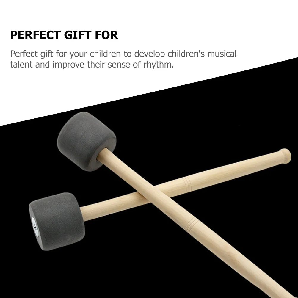 

2pcs Bass Drum Stick Foam Mallets Wood H Percussion Instrument Durable Professional Student Practical Accessory