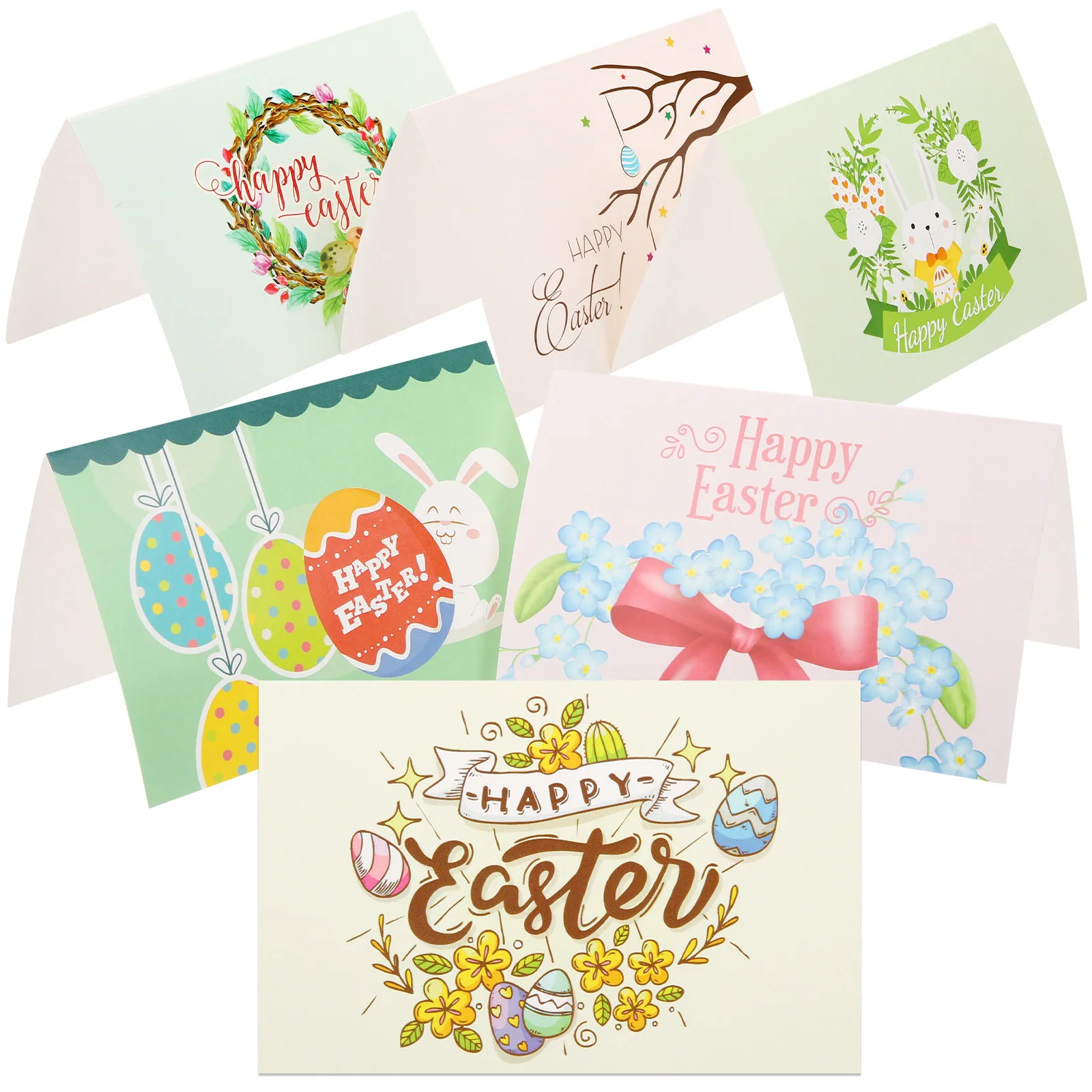 

2Sets Easter Greeting Cards Premium Thick Smooth Paper Bright Clear Print Delicate Easter Theme Design for Family Friends Party