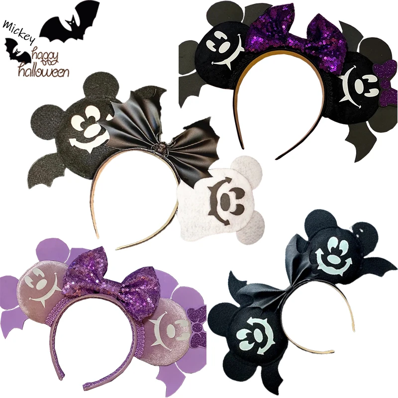 

Disney Happy Halloween Hair Accessories Women Festival Bat Mickey Hairbands for Girls Ghost Minnie Mouse Ears Headband Kids Gift