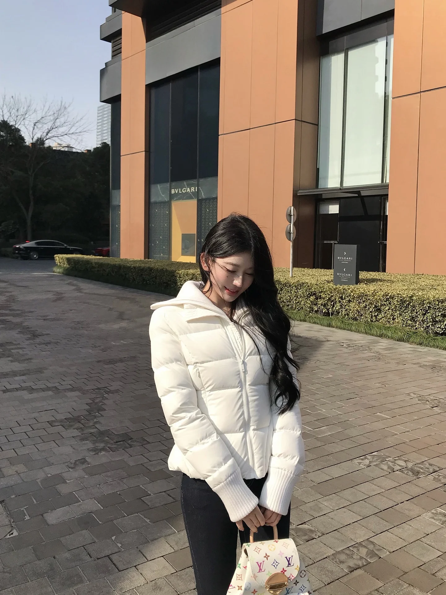 

Fbb Limit Women's Knitted Duck down Jacket Waist-Cinching Double-layer Ribbed Collar 90 White Duck Feather Warm Outerwear