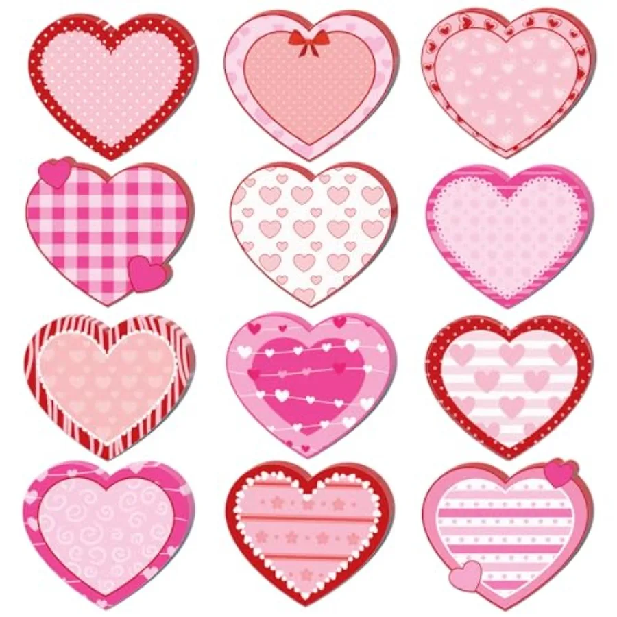 

24 Pack Pink and Red Love Sticky Notes, 3.9x3.4 inch Valentines Day Small Sticky Notes, Mini Sticky Notes Bulk, Love Self Stick