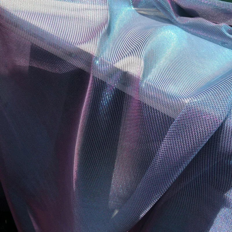 نسيج شبكي بمنظور لامع بالليزر ، ملابس مرحلة هانفو ، مواد خياطة ذاتية الصنع ، قماش نسيج إبداعي ، 150 × 50 سم