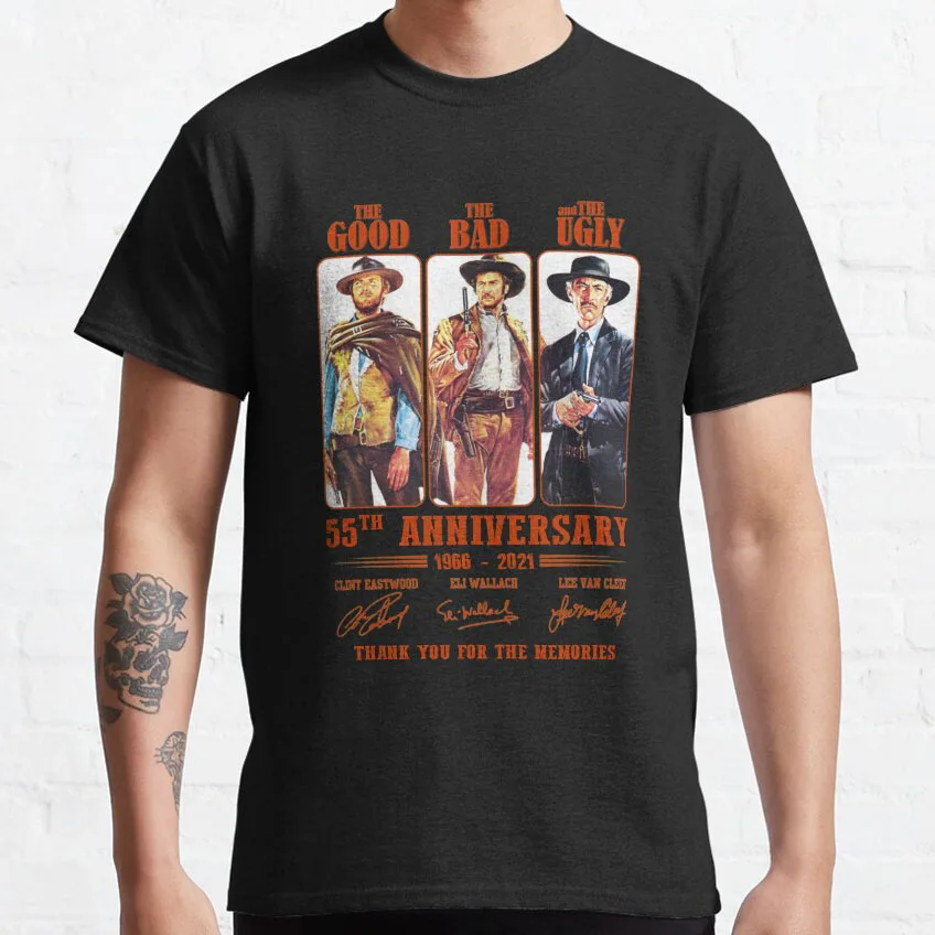 

The Good The Bad and The Ugly Clint Eastwood graphic t shirts Vintage Spaghetti Western Cowboy movie 100% COTTON large size tops