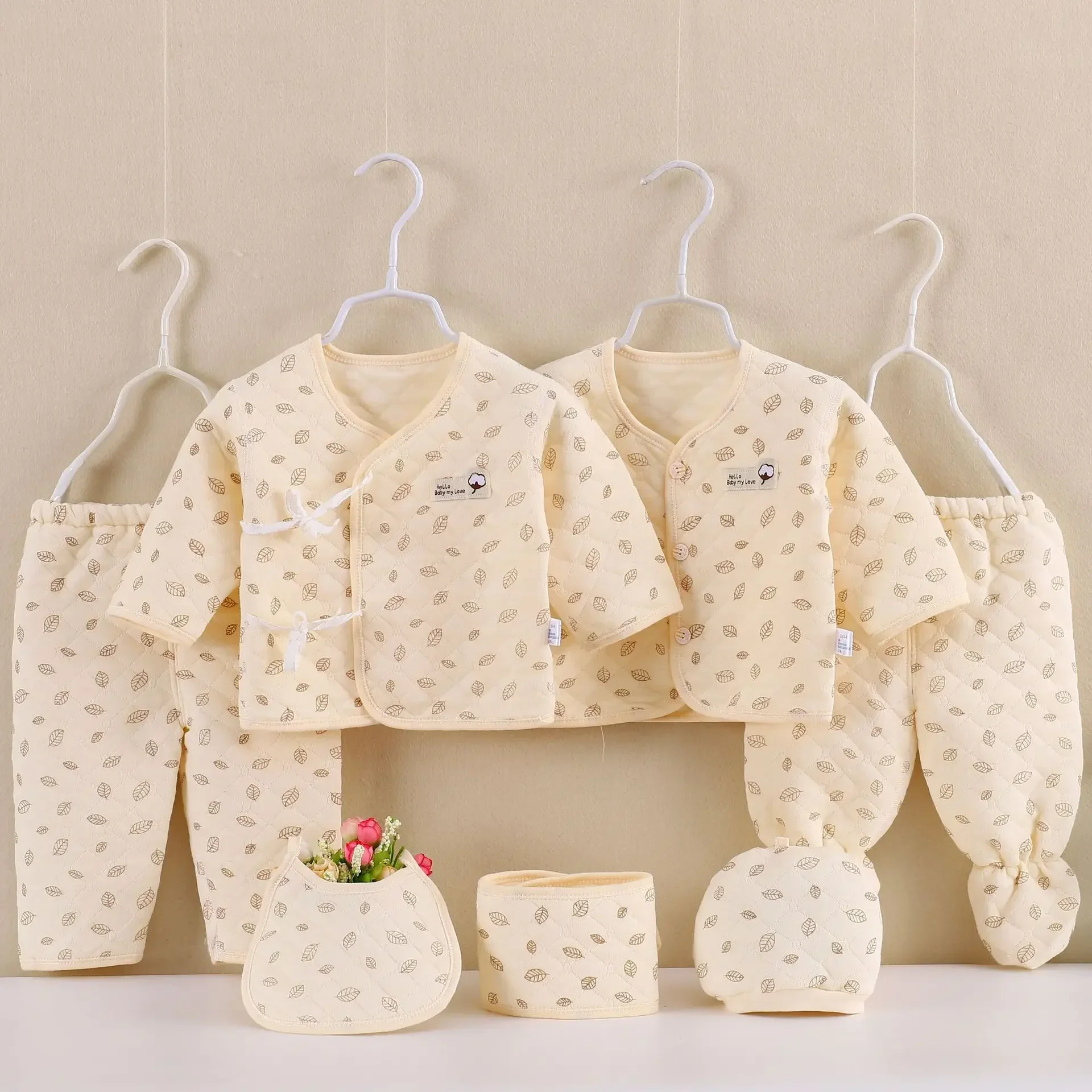 7Piece Spring Autumn Newborn Girls Clothes Boys Outfit Set Casual Cartoon Cute Cotton Long Sleeve Tops+Pants Baby Stuff BC801