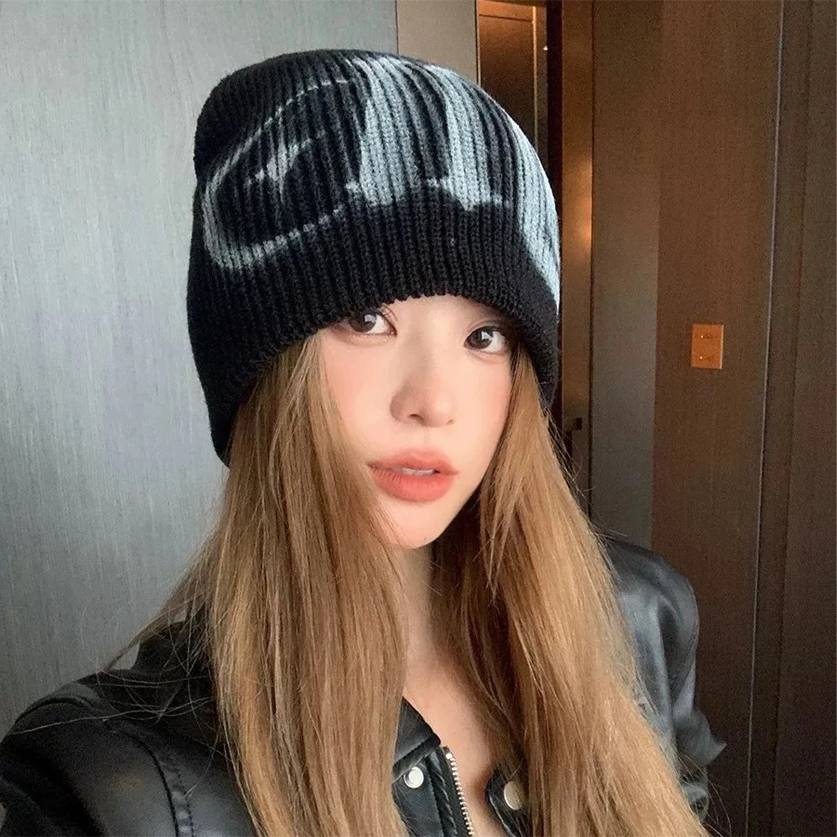Color Block Street Sanskrit Knitted Hats Autumn and Winter New Unisex Y2K Warm Personal Versatile Subculture Fashion ins Beanies