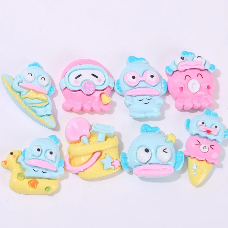 5pcs miniso sanrio hangyodon resin flatback cabochons for diy jewelry making cartoon handmade crafts materials