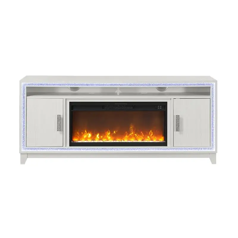 

72" White Electric Fireplace with Adjustable Heat Setting and Remote Control