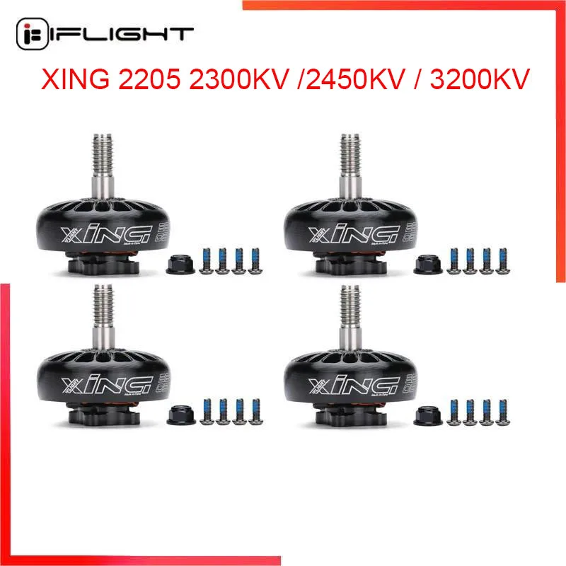 

4PCS iFlight XING 2205 2300KV /2450KV / 3200KV 4-6S FPV NextGen Motor black with 12*12mm/M2 mounting hole for FPV parts