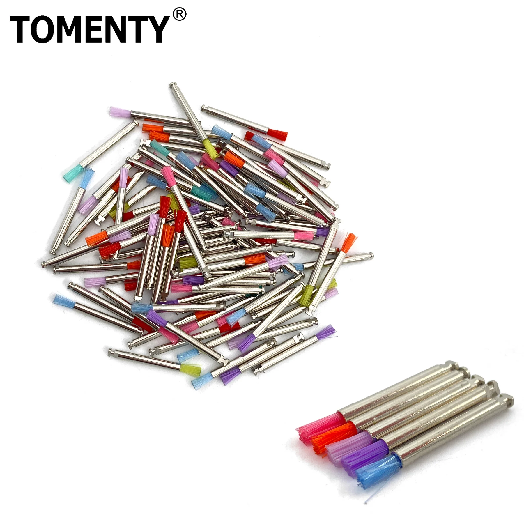 50pcs/Bag Dental Lab Nylon Latch Small Flat Polishing Polisher Prophylaxis Brushes Disposable Dental Care Brush Head