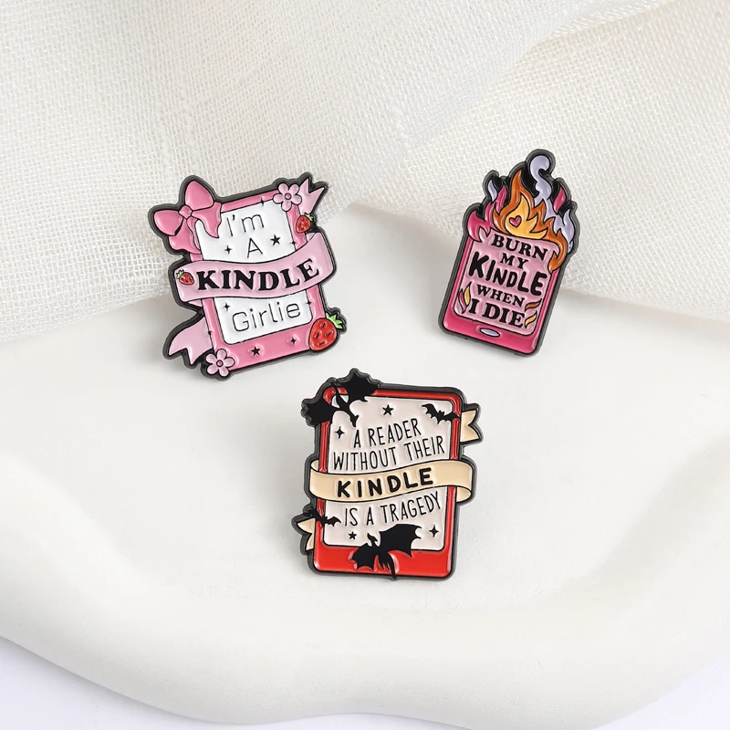 For Bookish Geeks Enamel Pins E-Reader Obsessed Metal Brooches Fashion Lapel Badge Backpack Clothes Jewelry Gift for Friends