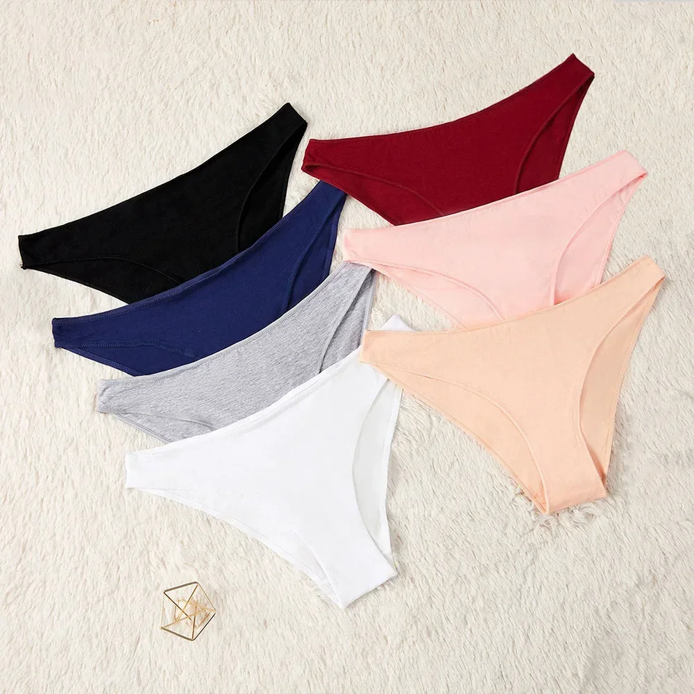 4PCS Women's Cotton Briefs Sexy Female Underpants Elasticity Comfortable Underwear Panties Lingerie S-XL Solid Color Intimate