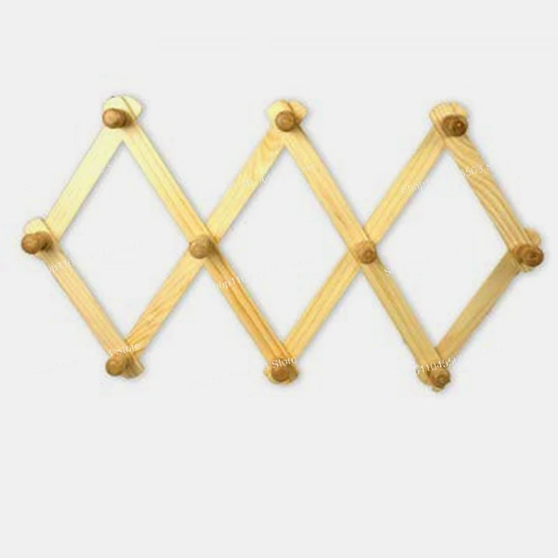 Accordion Wall Hanger 10 Hooks Pack Of 2 Natural Wood Wall Mounted Expandable Accordion Peg Coat Rack Hanger 2 Pack