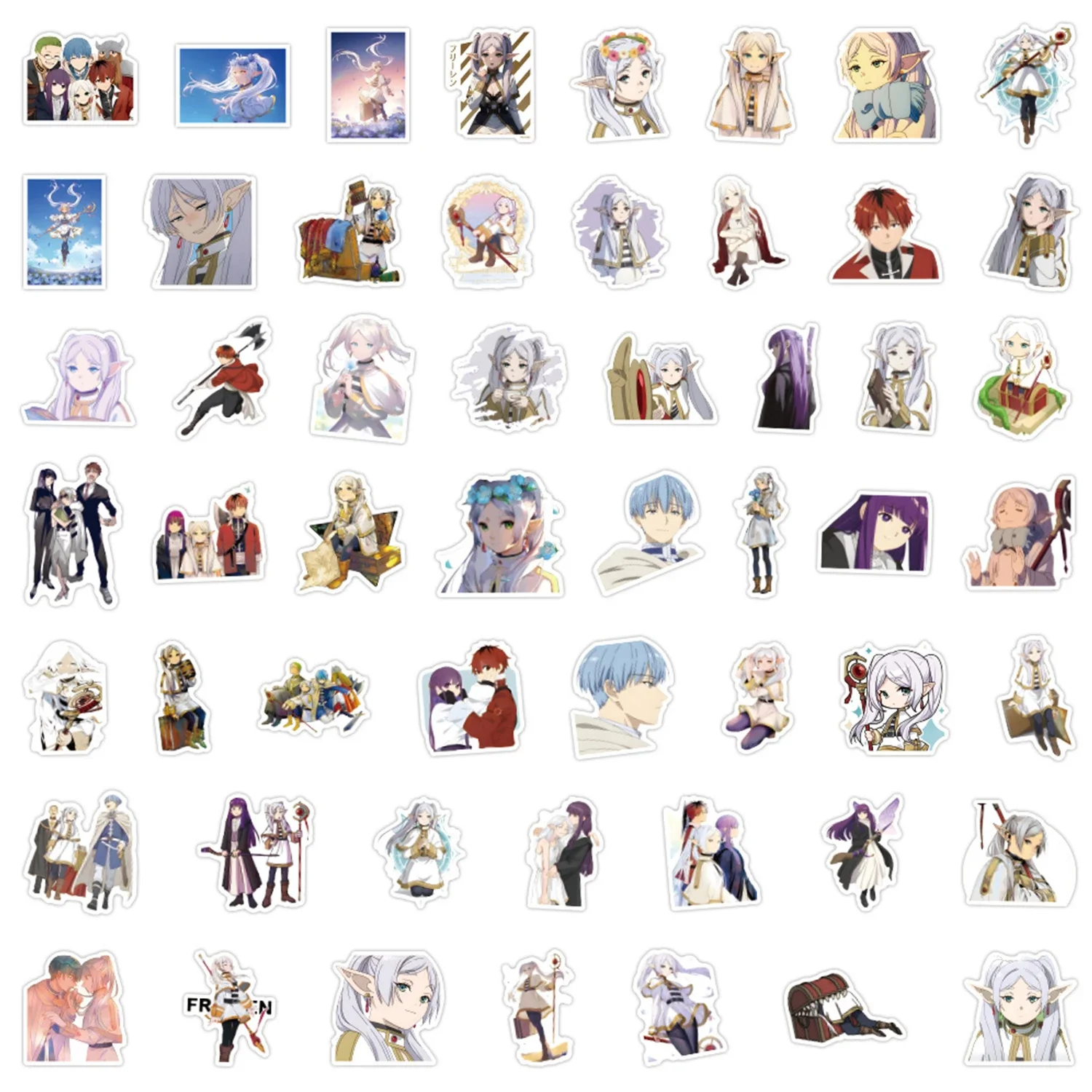 60 pçs dos desenhos animados anime frieren além do fim da jornada adesivo o florian enterrado graffiti decorativo água decalque de vidro brinquedos presentes