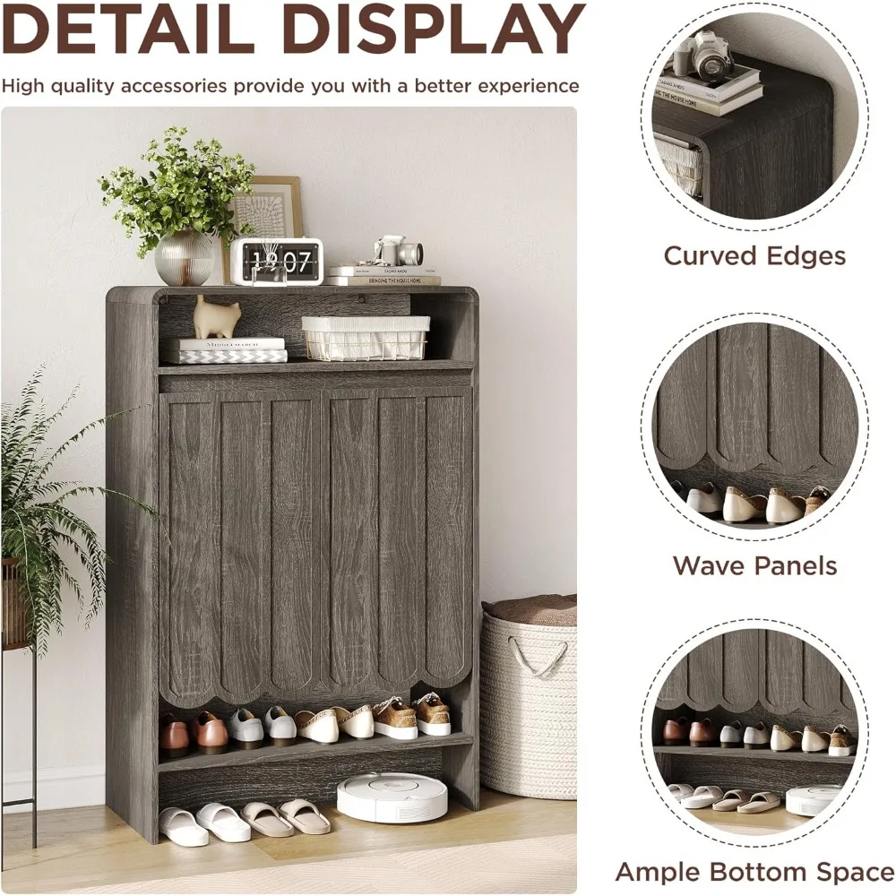 خزانة تخزين الأحذية ذات الرف القابل للتعديل مكونة من 5 طبقات، وضيقة قائمة بذاتها