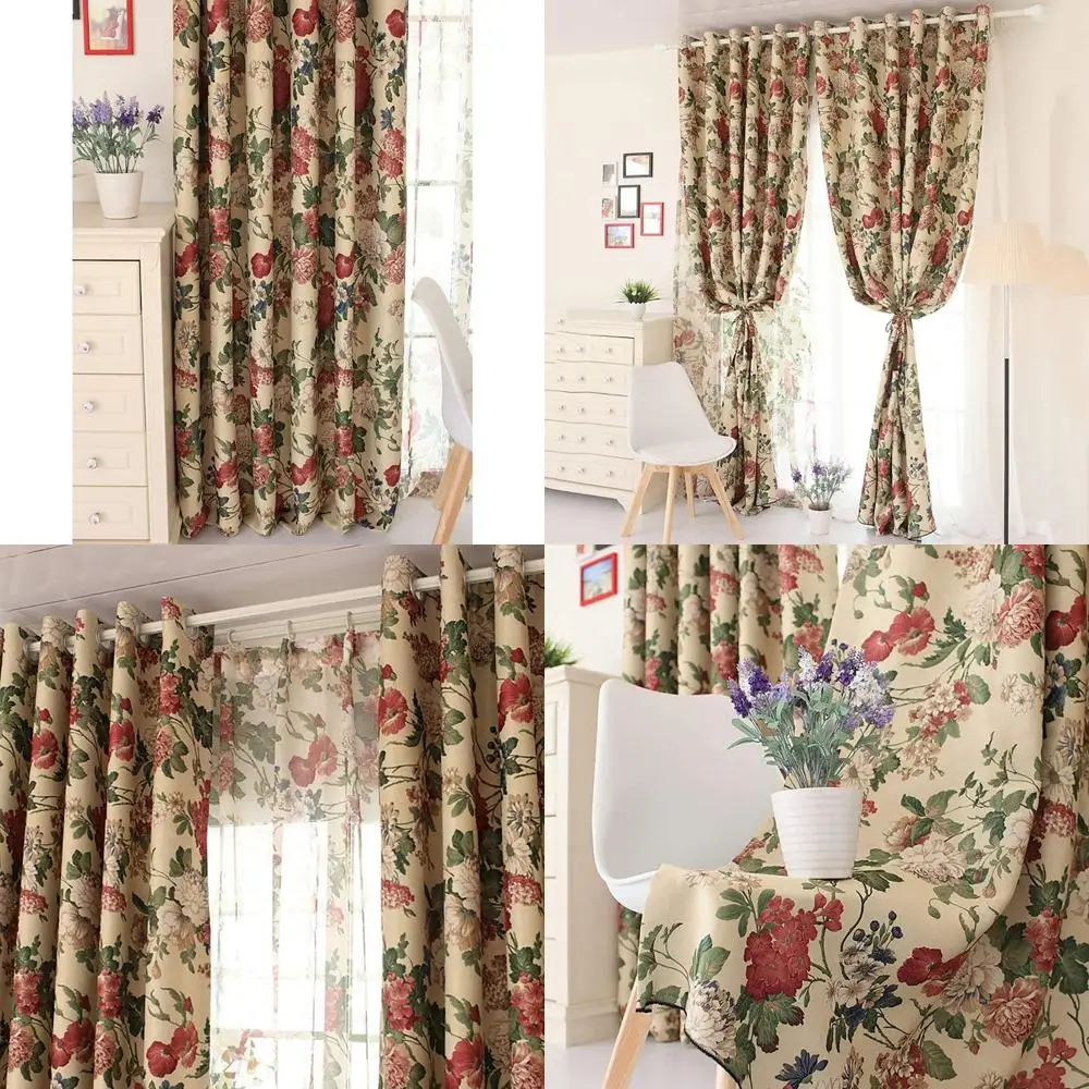 vintage floral patterned opaque curtains for living and bedroom, insulated and dark room friendly (size: 400x260)