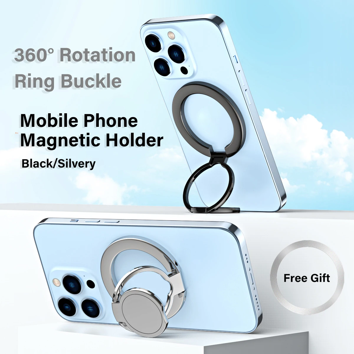 

Mobile Phone Strong Magnetic Holder for MagSafe Folding Finger Ring Bracket 360° Rotation Magnet Stand for iPhone 16 15 Samsung
