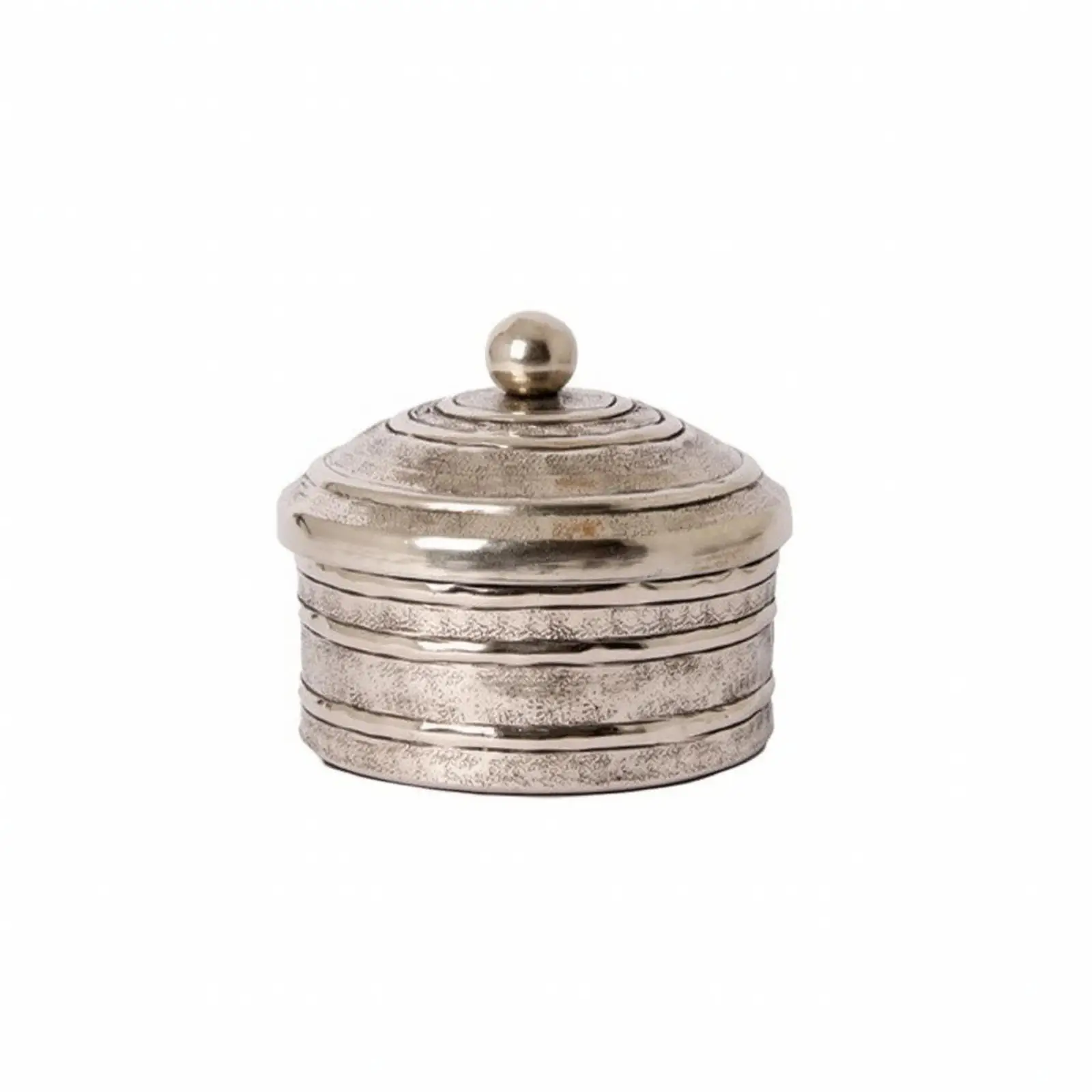 Compact Aluminum Jewelry Organizer Jar with Ornamental Cover for Small Essentials