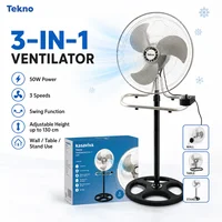 Ventilateur métallique 3 en 1 50W, hauteur réglable, pour sol, table et mur, jusqu'à 130 cm, pour usage domestique 2