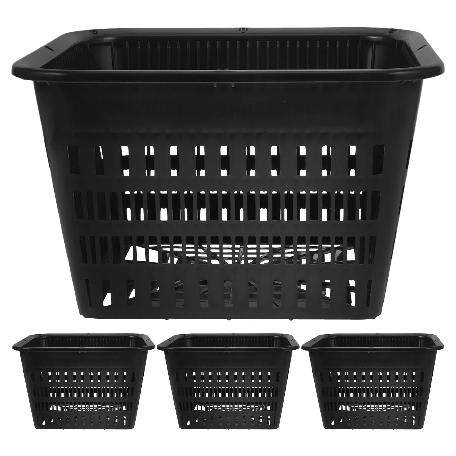 

4 Pcs Hydroponic Planting Baskets Plastic Net Cups for Plants 180mm Square Black Mesh Pot Suitable Balcony Garden