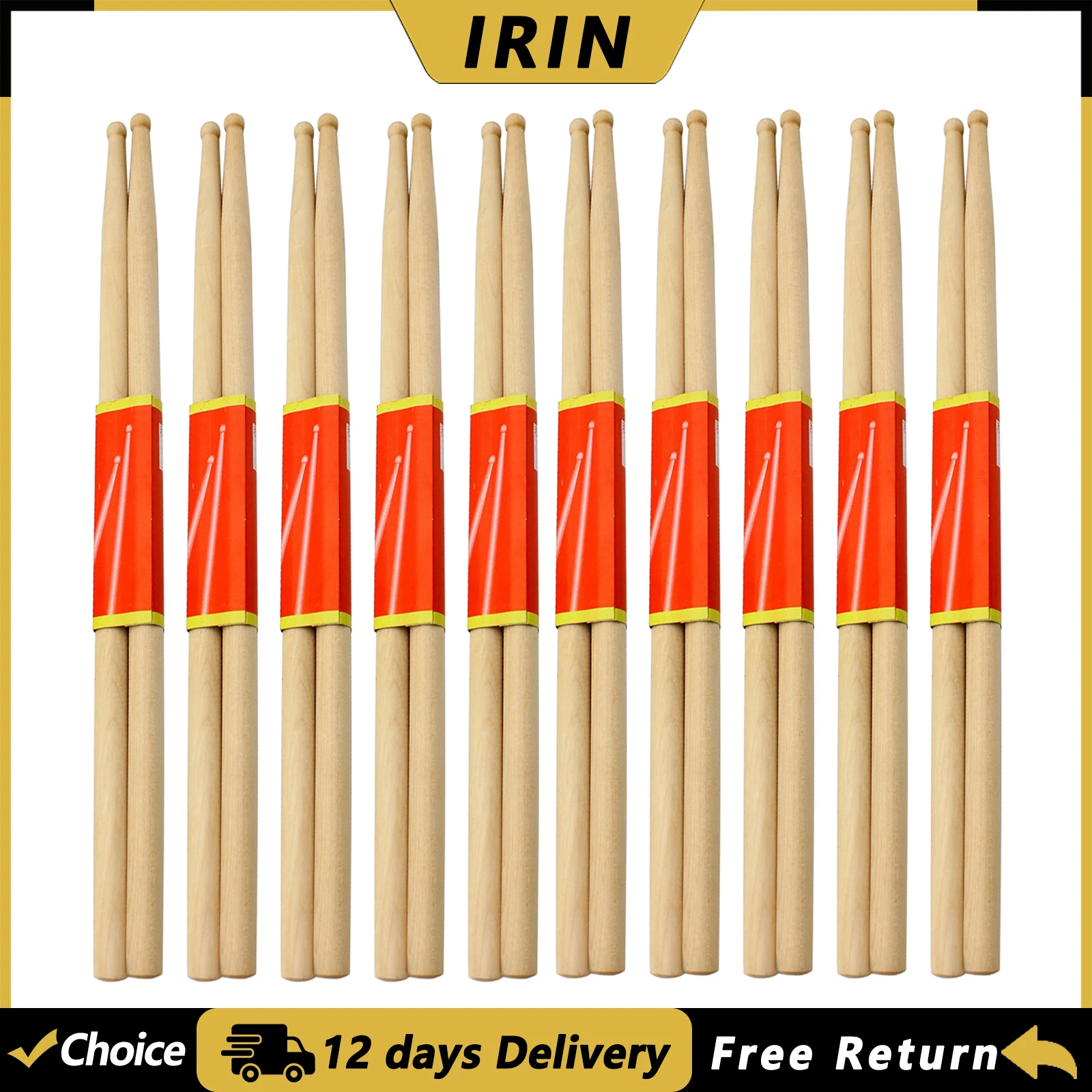 IRIN Maple Drumsticks 5A/5B/7A Drum Sticks Marching Drum Snare Drum Drumsticks Professional Percussion Instruments Accessories