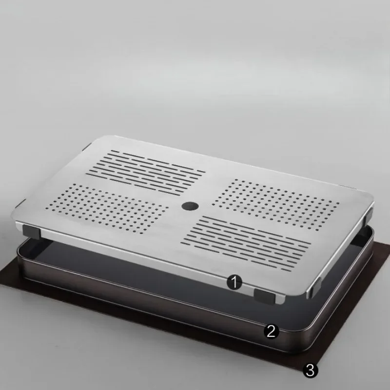 Tea tray, water storage type household tea cup tray, double-layer drain fruit , water cup tray, stainless steel drain ,