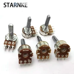 3PCS 16 Type Double Potentiometer B50K B100K B250K With Midpoint 6-Pin Handle Length 25MM