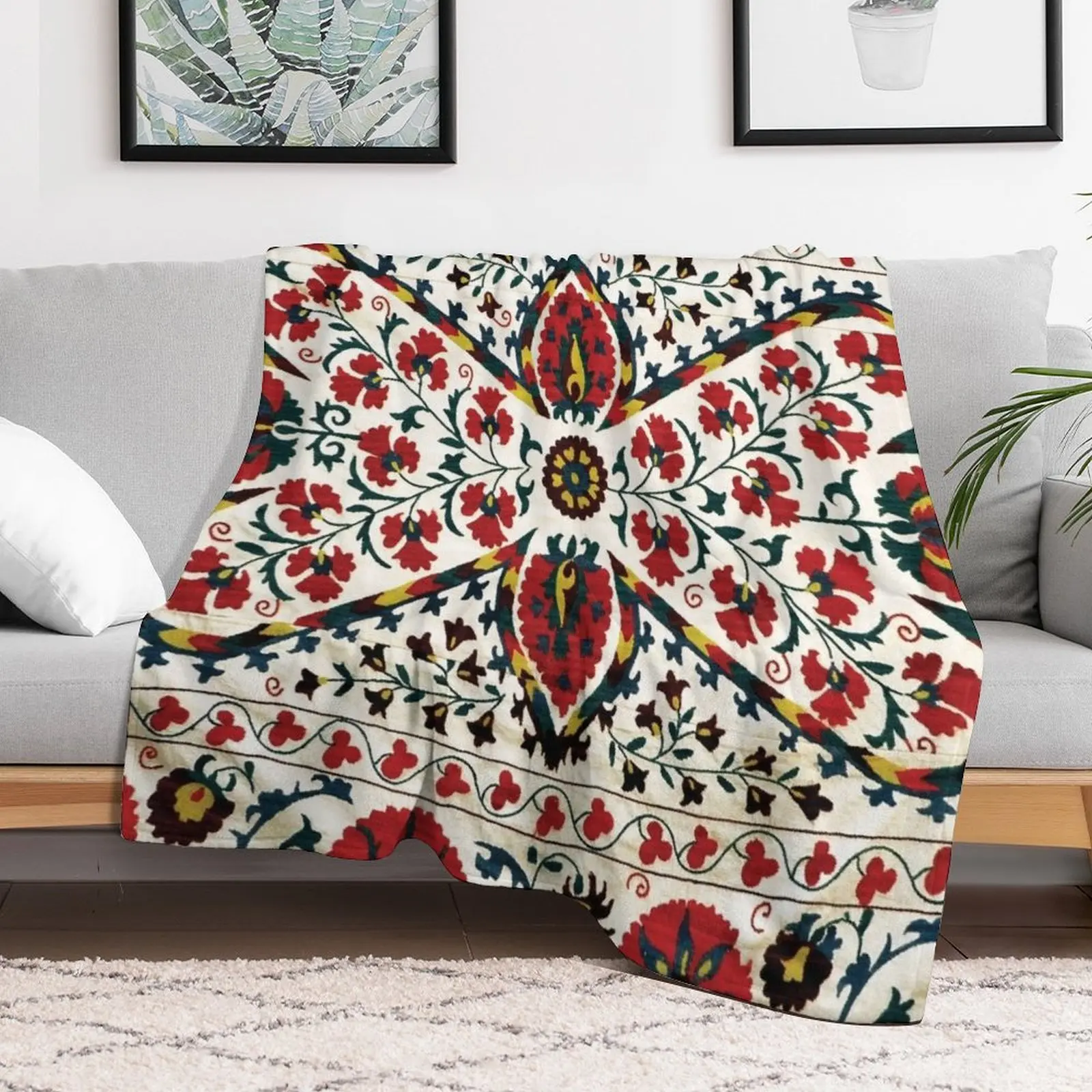 Vintage Bohemian Suzani 23 Throw Blanket Large valentine gift ideas Retros christmas gifts Blankets