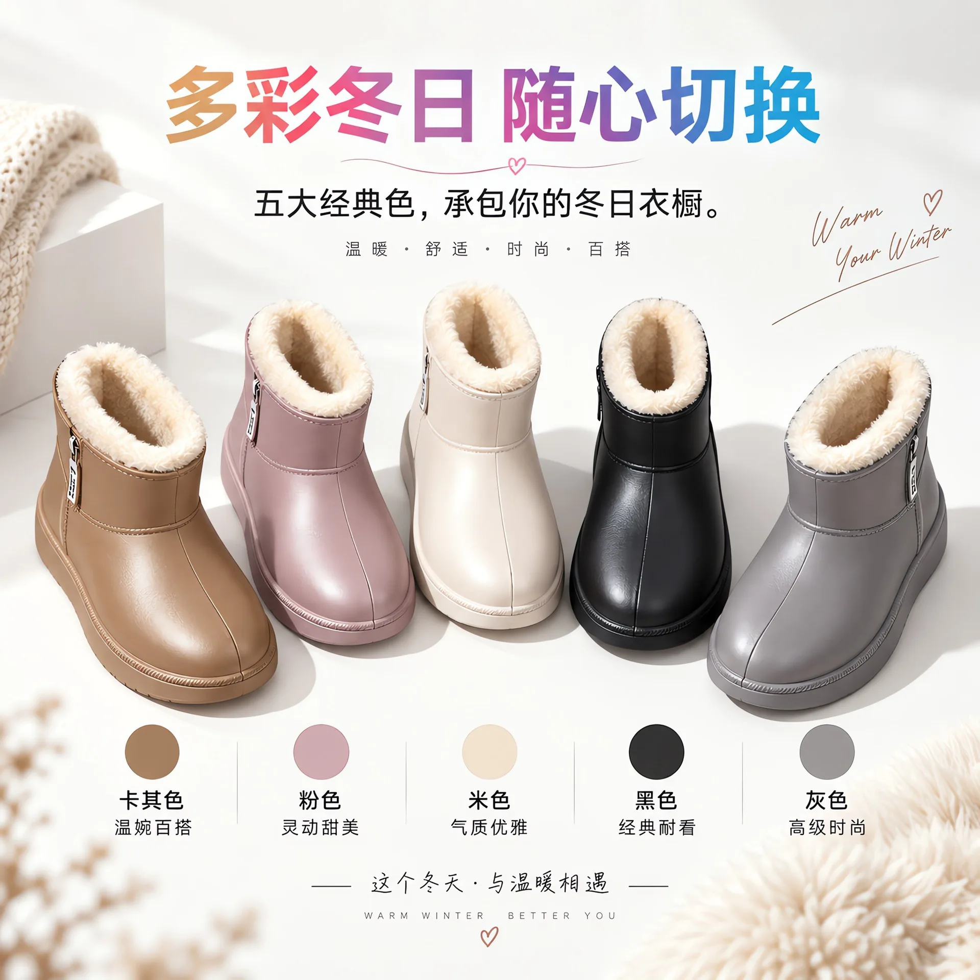 2026 Fashion New EVA Winter Women's Snow Boots  Waterproof Plush Warmth High Top Cotton Boots Working Shoes