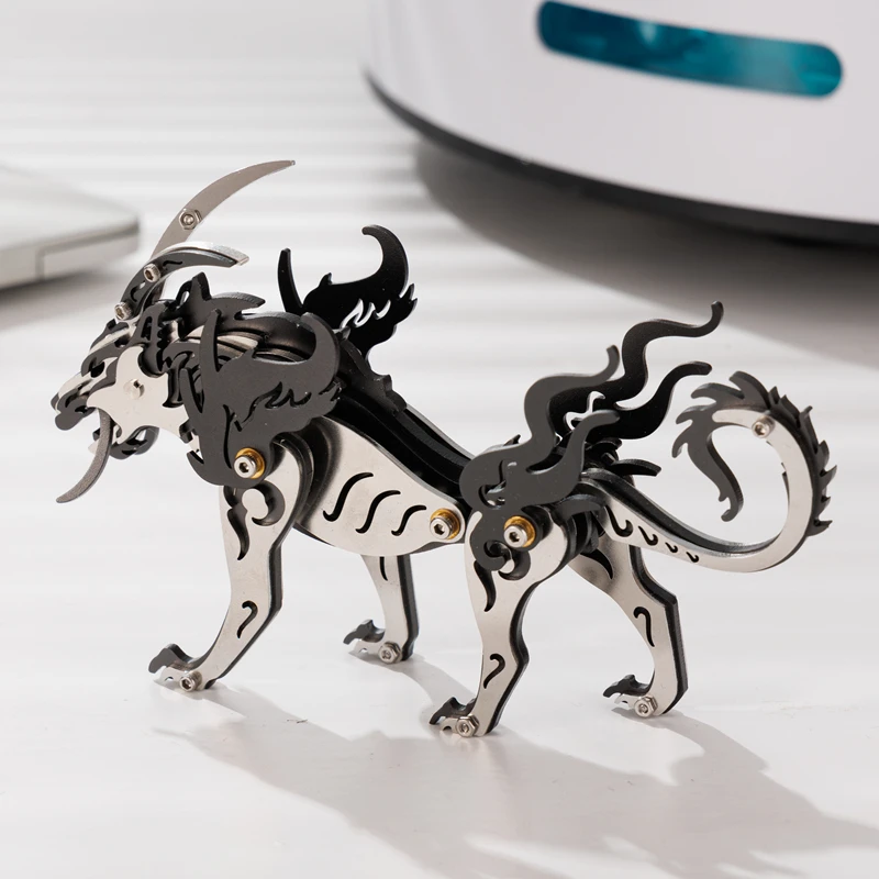 MOKR Wolf King 3D metalen puzzel, een uitdagende hersenkraker voor volwassenen, doe-het-zelf modelbouwset, ideaal als kerstcadeau.
