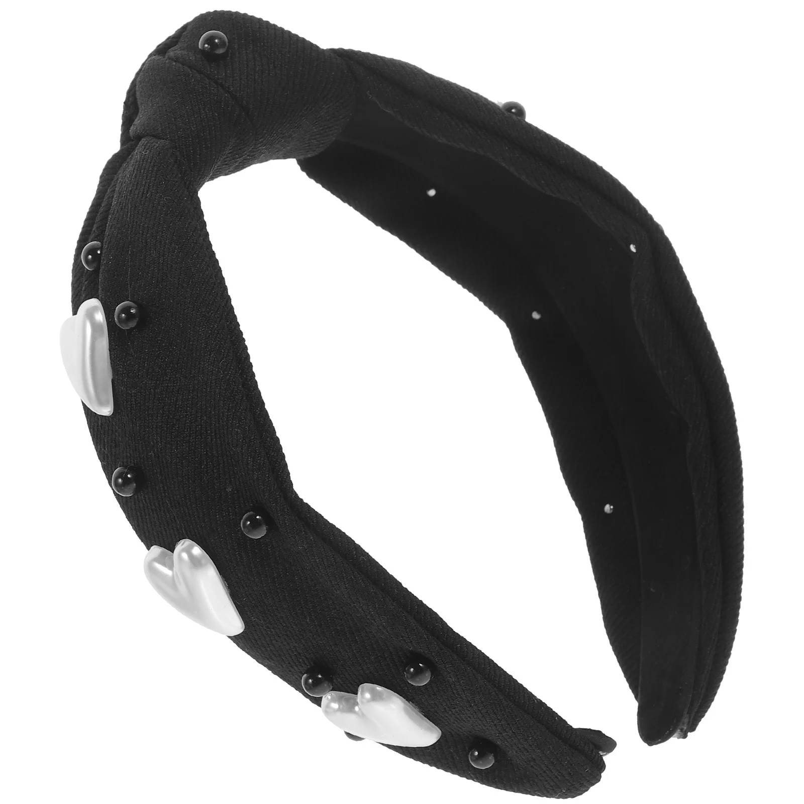 

Women Heart Pearl Knotted Headband Soft Non Slip Lightweight Hairband for Makeup Face Wash Fashion Hair Accessories