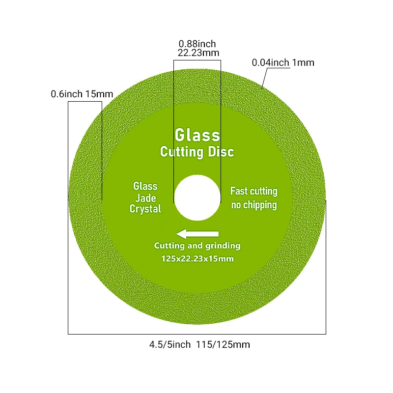 LOZLIN 3PCS Diamond Glass Cutting Disc 115mm Vacuum Brazed Saw Blade for Wine Bottle Jade Crystal Ceramic Quartz Grinding Chamfering Trimming Cutting Disc Angle Grinder DIY Glass Craft Tiling Masonry Processing Tool